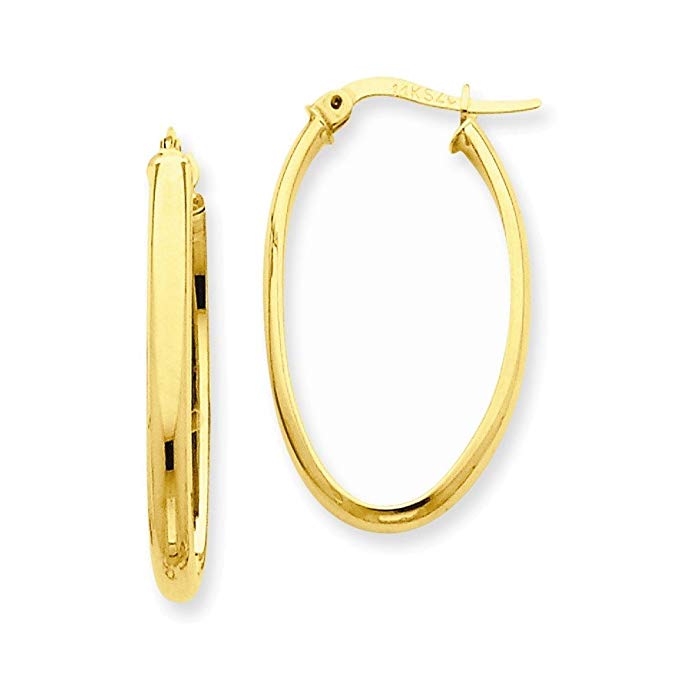 14k 3mm Oval Hoop Earrings