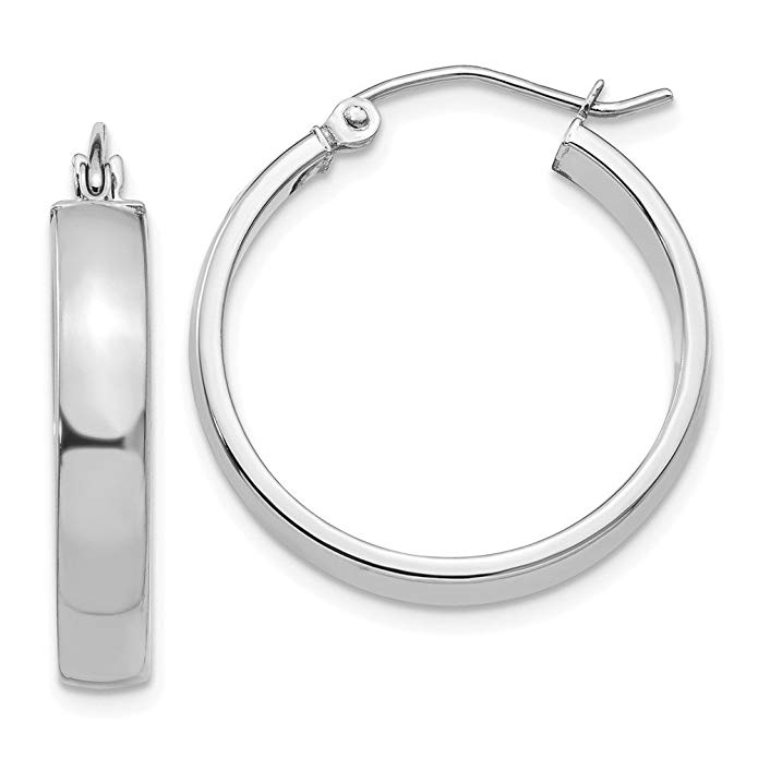 10K White Gold Polished Hoop Earring