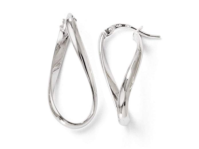 Finejewelers 14k White Gold Polished Oval Twisted Hoop Earrings