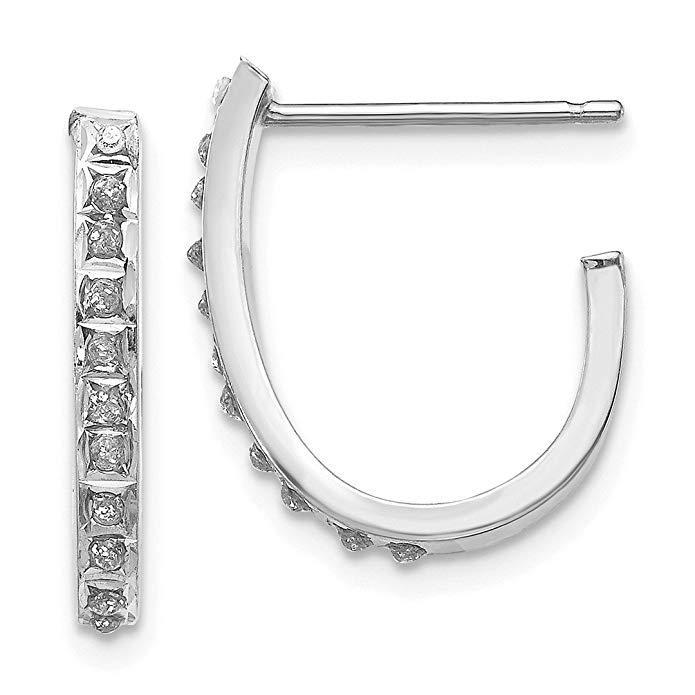 14kt White Gold Diamond Fascination Hoop Post Stud Earrings Ear Hoops Set Fine Jewelry For Women Gift Set