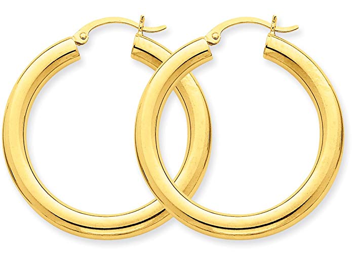 Finejewelers 14k Yellow Gold Polished 4mm X 35mm Tube Hoop Earrings