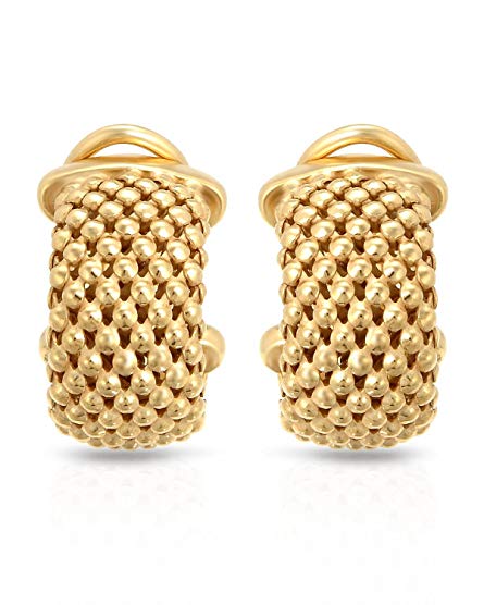 MCS Jewelry Sterling Silver Yellow Gold Plated Mesh Earrings (Length: 0.85