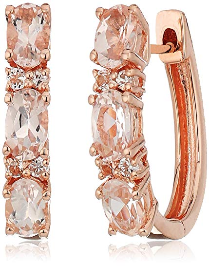 Rose Gold-plated Silver Morganite Small Hoop Earrings