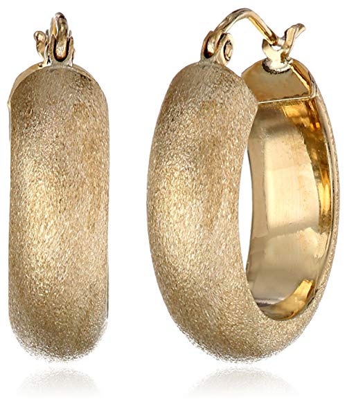 10k Yellow Gold 6mm Matte Polish Hoop Earrings